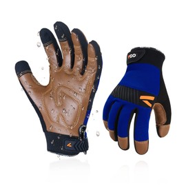 Vgo... 1-Pair Safety Work Gloves for Men,Anti-Vibration,Abrasion Resistant,Leather Work Gloves (XL,Blue, CA9765)