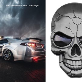 ECSiNG Skull Punisher 3D Sticker Waterproof Decoration Metal Logo Decals for Car Truck Motorcycle Fridge Computer Door Titanium Silver