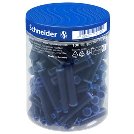 Schneider Schneider 6803 Tintenpatronen (Standard Patronen für Füller, löschbar) königsblau, 100 Stück