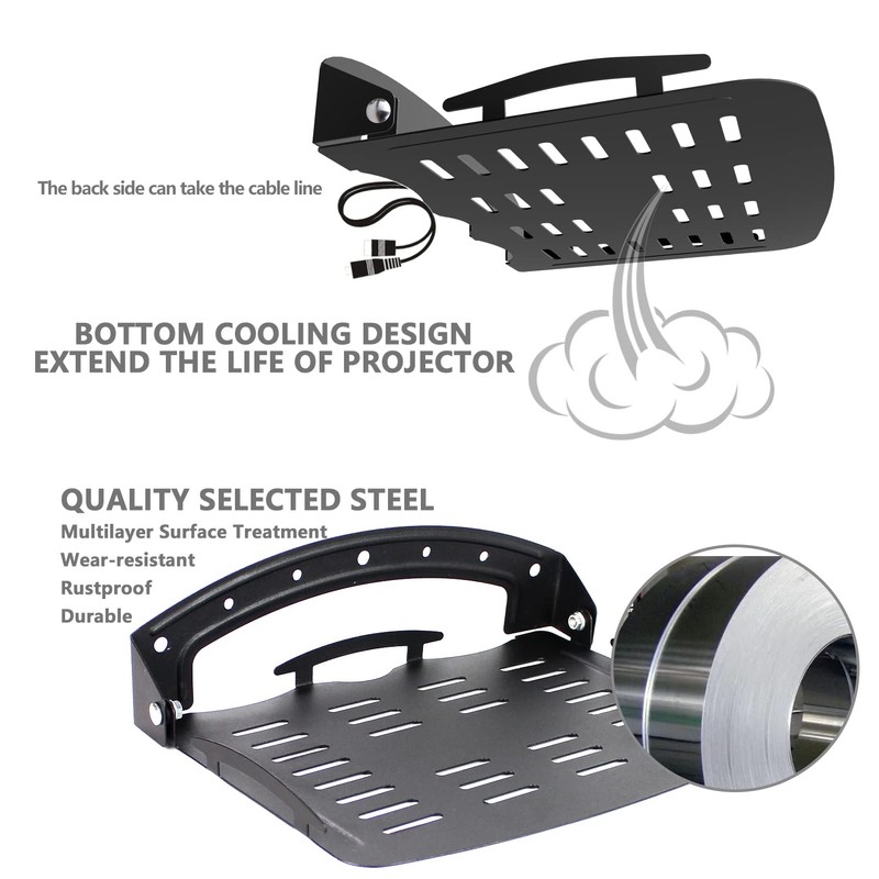 UineHiot Floating Shelf for Projector Wall Mount, 90-Degree Foldable, Loading
