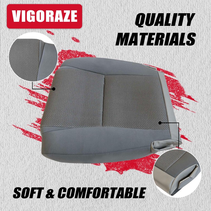 Vigoraze Driver Side Bottom Cloth Replacement Seat Cover Gray Compatible