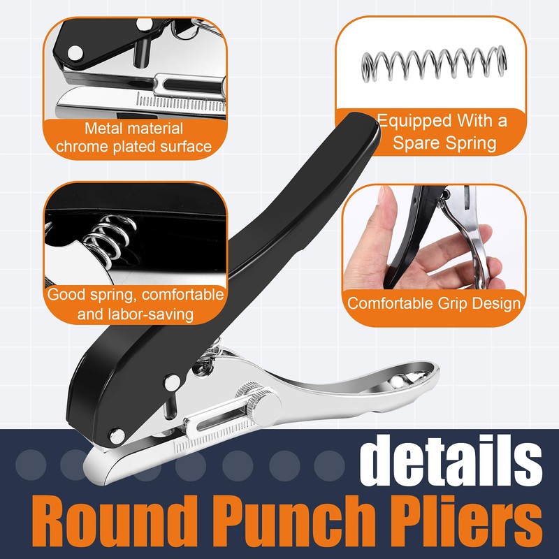 Aswalling 2 Pcs Woodworking Tool Plier Card Hole Punch Set