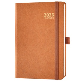2026 Planner - Jan. 2026 - Dec. 2026, Weekly & Monthly Planner 2026, 5.7'' x 8.4'', Faux Leather Cover, Pen Loop, Elastic Band, Inner Pocket, Bookmarks, Note Pages, Perfect Organizer - Brown