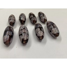 25MM BEAUTIFUL GLASS AMETHYST (DARK PURPLE) WITH WHITE FLOWERS BEADS (24 PCS)