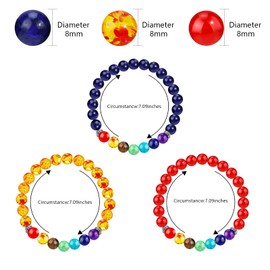 Defrsk 3 PCS Chakra Bracelets for Women Lava Rock Crystals Bracelet 8 mm Chakra Stones Stress Relief Spiritual Gifts for Women (Color 4)