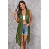 WESURE Sheer Cardigan Crochet Sleeveless Cover Up Mesh Patchwork Hippie
