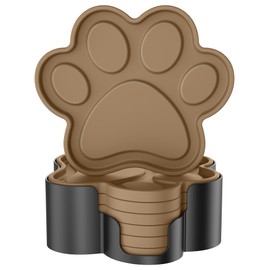 ME.FAN Silicone Coasters 6 Pack Paw Cup Mat with Holder, Dog Cat Paw Shape, for Hot or Cold Drink, Non-Slip, Non-Stick, Room Decor, Housewarming Coffee