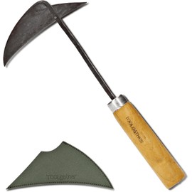 Triangle Homi Hand Hoe - Traditional Handmade Korean Garden Tool for Weeding Digging & Planting with Forged Steel & Chestnut and Acacia Wood Handle