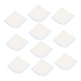 FRCOLOR 10Pcs Double Cotton Face Towels Soft Absorbent Saliva Towels for Gentle Skin Care for Bathing Feeding Messy Moments Blue Small