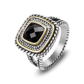 YYSuniee Designer Inspired Two Tone Statement Rings for Women 18K Gold Plated Fashion Brand Engagement Wedding Ring, Brass 18K Gold Plated, Cubic Zirconia