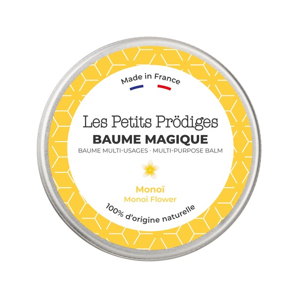 Baume Magique Multi Usages Monoï 30ml - Soin Hydratant Corps, Visage, Cheveux 100% Naturel Tout Type de Peau - Fabriqué en France - Non Testé sur Animaux - Emballage Recyclable - LES PETITS PRODIGES