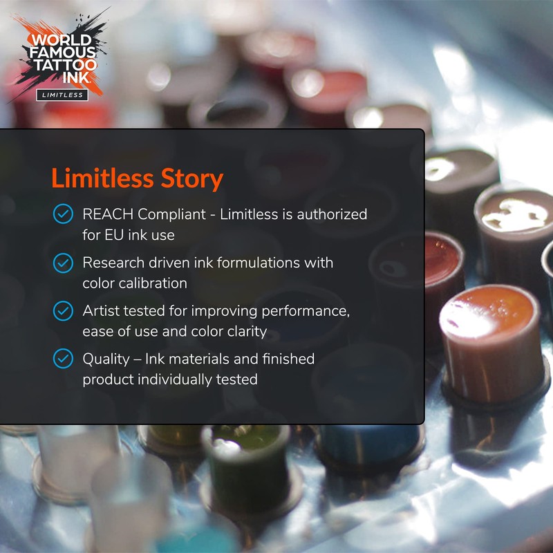 World Famous Limitless Tattoo Ink, Vegan Professional Premium Permanent Tattooing