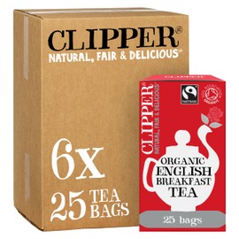 Clipper Fairtrade Organic English Breakfast Tea Bags | Black Tea Bags | Natural, Unbleached, Plant-Based Biodegradable & Sustainable Teabags | Eco Conscious, Non GM & Fair Trade Tea (150 Teabags)