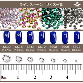 SREGIT Rhinestone Nail Parts, Glittering Glass, Nail Decoration, Large Capacity (SS20/Approx. 4.7mm, Emerald)