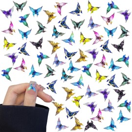 3D Butterfly Nail Charms, 100 Pcs Mix Colors Clear Butterfly Nail Art Charms Nail Rhinestones Gems Cute Nail Jewels for Nail Art Decorations DIY Crafts (Multi-Colored C)