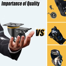 JULANG 2 Inch Locking Casters Wheels, Heavy Duty Casters, Thickened and Improved Swivel Plate Casters Set of 4 for Furniture, Carts, Garden Potting Tables, Workbenches DIY