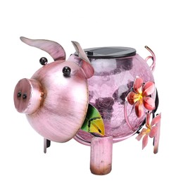 MUMTOP Solar Lantern - Solar Lights Outdoor Waterproof, Pig Solar Yard Decorations, Decorative Lantern Tabletop Ornaments for Garden Decor