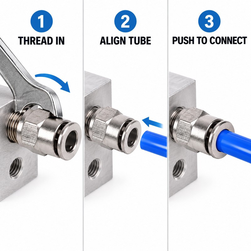5-Pack PC-G Nickel-Plated Brass Pneumatic Push-to-Connect Fittings, 4–12 mm Tube,