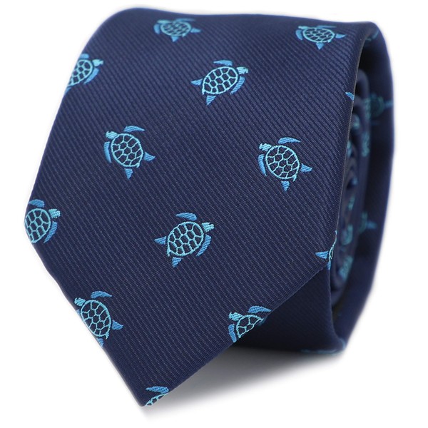 MENDEPOT - Corbata de microfibra jacquard con patrón de tortuga de mar, color azul
