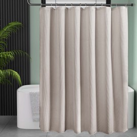 AmazerBath Waffle Shower Curtain, Khaki Shower Curtain Fabric with Waffle Weave, Hotel Quality Bathroom Shower Curtains, Heavy Duty, 72 x 72 Inches