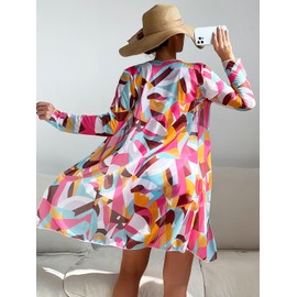 CUTEMOOT Women's 3 Piece Swimsuits Beach Kimono Cover ups Bikini Sets Swimwear Long Sleeve Bathing Suit with Shorts (Muticolor, Medium) Multicolor