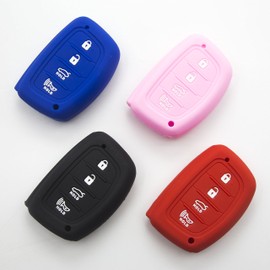 LIGHTKOREA 4 Button Smart Key Chain Silicone Case Cover For Hyundai Elantra 2017 2018 AD (Pink)