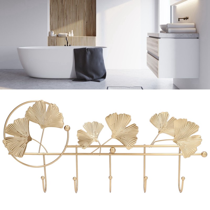Wall Coat Rack Ginkgo Leaf Design Simple Elegant Style Wide