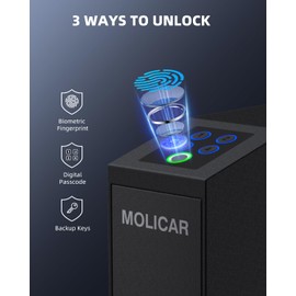 Biometric Gun Safe for Handgun Fingerprint 3 Ways Quick Access Slider Pistol Safe, Mounted Bedside Gun Lock Box for Nightstand, Bed, Desk, Wall, Dresser