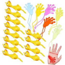 KOMBIUDA 24Pcs and Sling Shot Chicken Set Stretchable Prank Props Goodie Bag Stuffers for Birthday Parties Fun Playtime and Entertaining Games