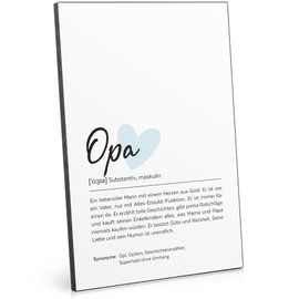 ARTFAVES® Word Explanation Grandpa (Handwriting) | Definition Picture as a Gift | Wooden Sign with Saying on the Theme of Grandpa | Made of Thick Wooden Board, Requires No Frame