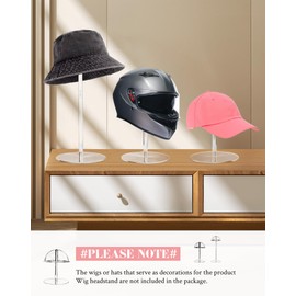 CHADWICK - Soporte de exhibición de sombrero de 8.7 pulgadas de alto para proveedores, soporte de acrílico transparente duradero para sombrero para salón, estante para gorra abovedada con ala, soporte
