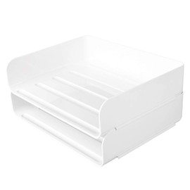 Stackable Desktop Document Letter Tray Organizer Accessories Paper Tray, Multi-Layer File Sorter Storage Paper Holder Stylish (2 Pack)