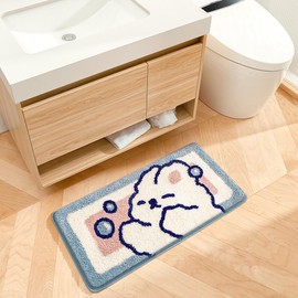 Cute Bath Mat for Bathroom Non-Slip Soft Bath Mat for Showers Cute Plush Microfibre Super Absorbent Plush Rug for 40 x 80 cm