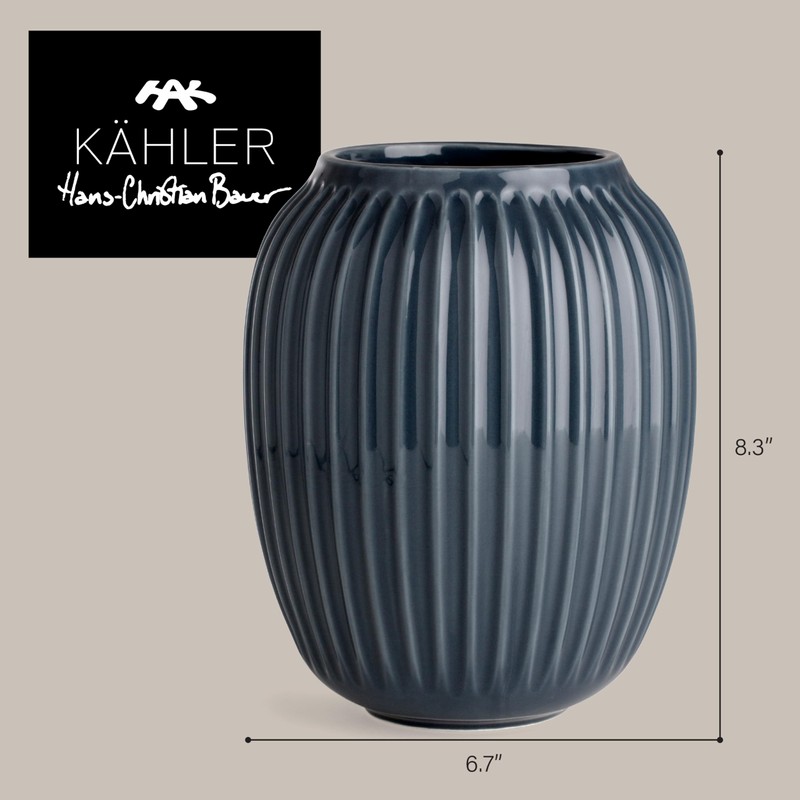 Kahler Hammershoi Vase, Anthracite Grey, 8.3" H x 6.7" D,