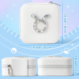 K1tpde Zodiac Travel Jewelry Case for Women, Small Organizer Box for Ring Earring Pendant Necklace Bracelet, Birthday Gifts for Mom, Lover, Taurus