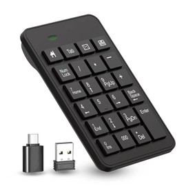 LOONASA Wireless USB & Typec Number Pad, Enhanced Efficiency 23 Keys Numeric Keypad Upgraded Version of 10 Key USB Keyboard Financial Accounting Numpad for Laptop, PC, Notebook, Desktop,Surface Pro