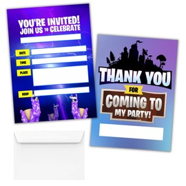 Hat Acrobat 20 Birthday Invitations for Boys with Envelopes and Thank You Cards - Game On Birthday Party Supplies (Llamas)