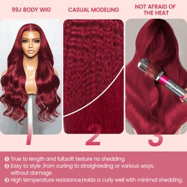 18 Inch 99J Burgundy Wig Human Hair 13x6 HD Body Wave Lace Front Wigs Human Hair 200% Density Pre Plucked Glueless Red Wig Wine Red Lace Front Wigs Human Hair Wigs for Women