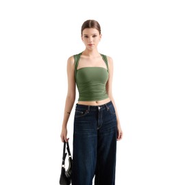 SUUKSESS Womens Square Neck Going Out Fitted Tank Tops Double Lined Spring Summer Sleeveless Business Casual Basic Shirt (Green, XS)