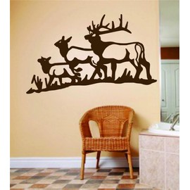 Three Deer Buck Moose Image Animal Hunting Hunter Man With Gun picture Art – Boys Kids Bed Room Sports Hobbies – Peel & Stick Sticker - Vinyl Wall Decal - DISCOUNTED SALE ITEM Size : 10 Inches X 20 Inches - 22 Colors Available