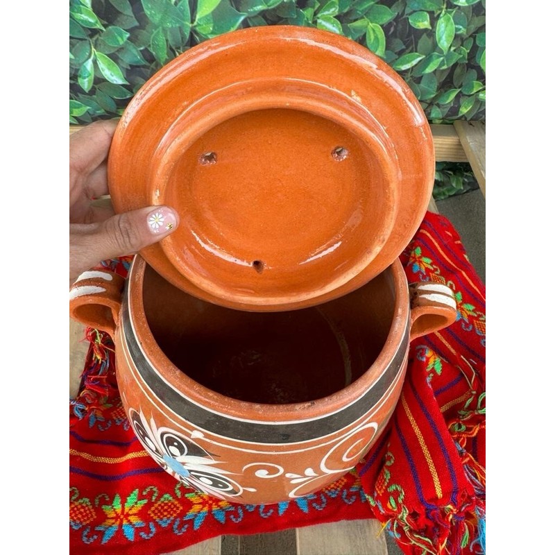 Tonala Olla Frijolera De Barro Tonalá Con Tapa 3 Litros