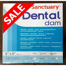 (MADE IN MALAYSIA) SANCTUARY DENTAL DAM LATEX 6"X6" (MEDIUM) 36 SHEETS Powder-Free GREEN MINT Spearmint Scented
