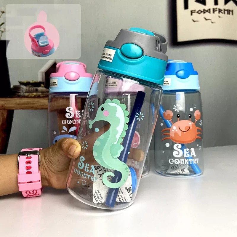 Wnatn Botella De Agua Con Popote Para Niños, 500 Ml