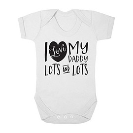 Shopagift I Love My Daddy Lots and Lots Cute Boys and Girls Baby Vest Bodysuit (White, 0-3 Months)
