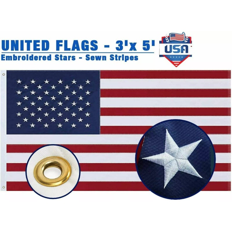 Qlash American US Flag Heavy Duty Nylon Double Stitching Embroidered