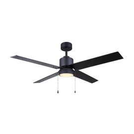 Canarm Ltd CFan 52" CF52TAT4BK-ES: Sleek MBK Color Ceiling Fan with 7# Black and Weathered Oak Blade Color, Downrod Mount, Acrylic, 1x20W Integrated LED, 1000Lumen, Energy Star Certified