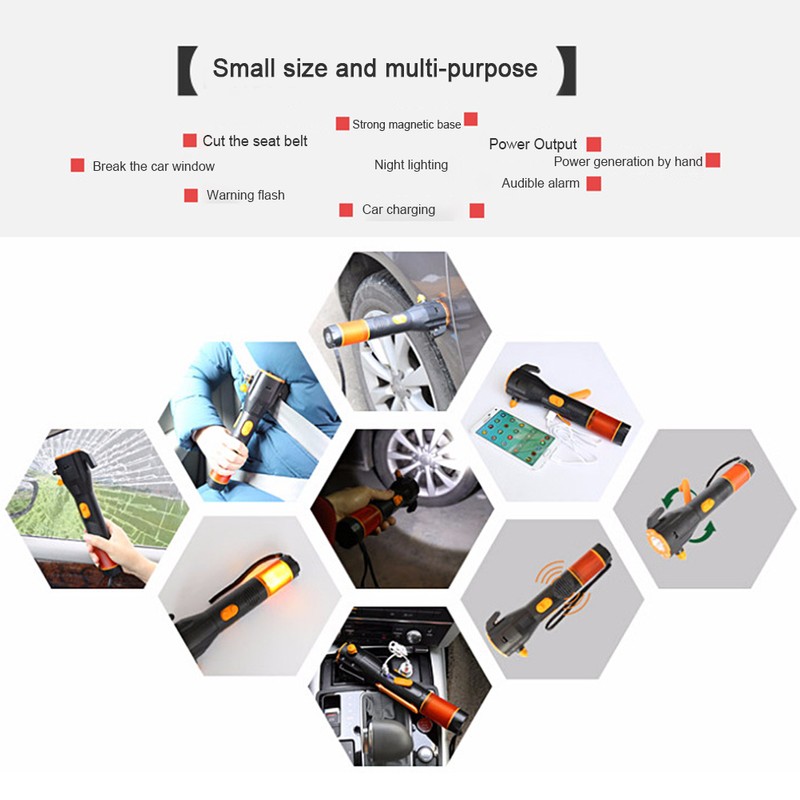 Hand Crank Flashlight Rechargeable LED Flashlights with SOS Alarm Emergency