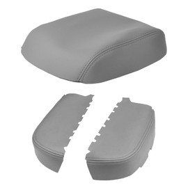 JOYTUTUS Center Console Cover and Front Door Panel Armrest Cover Kit Compatible with 2009-2015 Pilot, Leather Arm Rest Armrest Cover for Car, Middle Console Cover Lid Replacement for Trucks, Gray