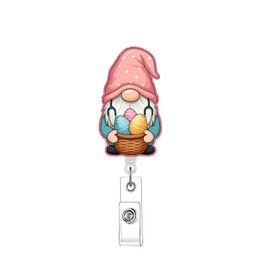 Easter Badge Reel Holder Glitter ID Name Badge Holder for Nurse Cute Rabbit Egg Gnome Retractable Glitter Badge Clips Easter Gifts for Nurses Employee Doctors Party Supplies