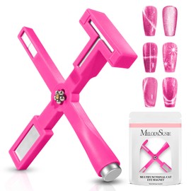 MelodySusie 5 in 1 Nail Magnet, Multifunctional Cat Eye Gel Nail Polish Magnet for Nail Art, Strong Magnetic Nail Polish Magnets Nail Design Tools (Hot Pink)